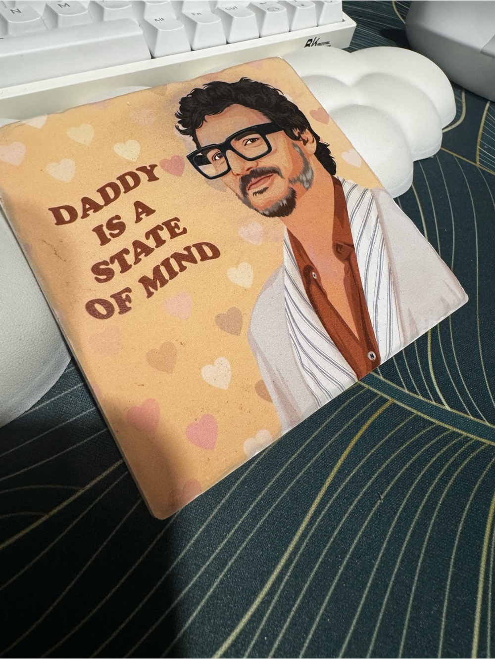 Pedro Pascal Daddy Is A State Of Mind Coaster- Peach